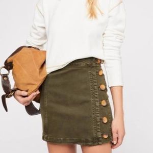 Free People Denim Green Skirt